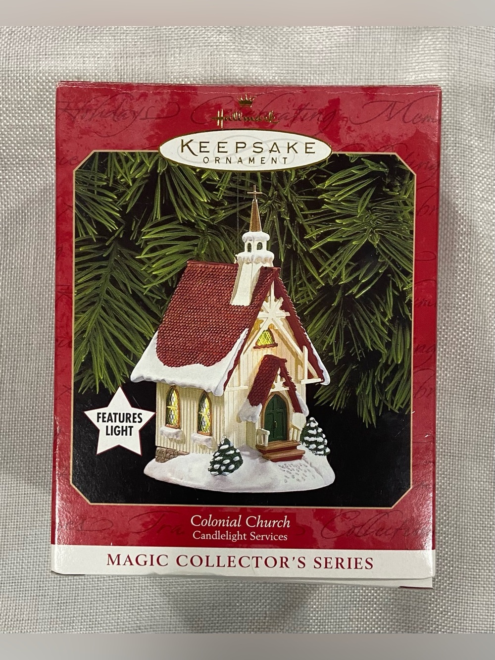 1999 Hallmark Keepsake CANDLELIGHT SERVICES COLONIAL CHURCH LIGHTED ORNAMENT